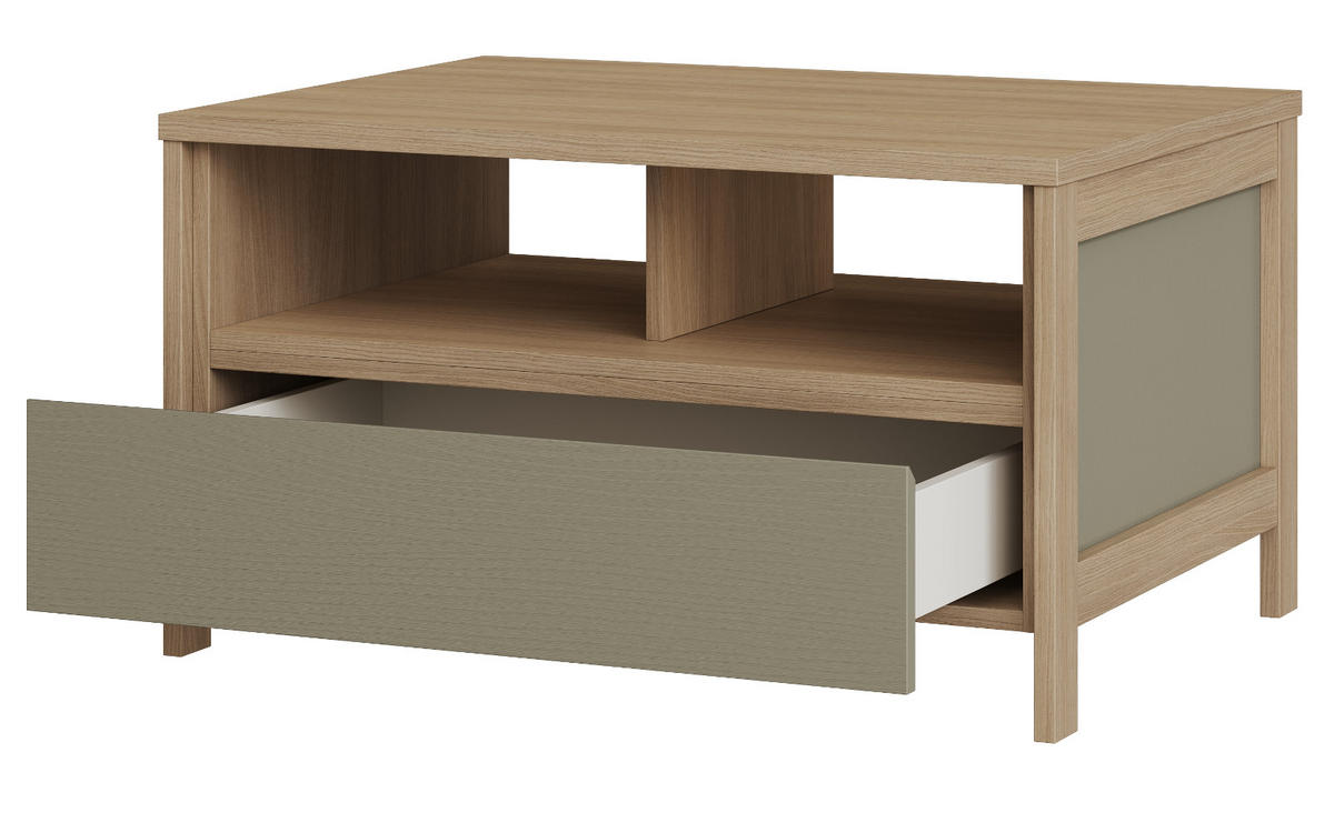 COUCHTISCH Salbei, Eiche, Beistelltisch skandinavisch 80 x 60 cm, Soft-Close - Eichefarben/Salbeigrün, Holzwerkstoff/Metall (46/60/80cm) - Furn.Design