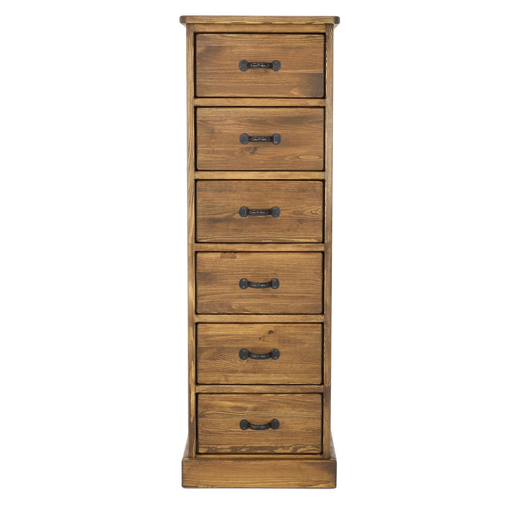 KOMMODE aus Massivholz Rustyk 6/1 - Dunkelbraun/Schwarz, Holz (50/148/45cm) - Seart