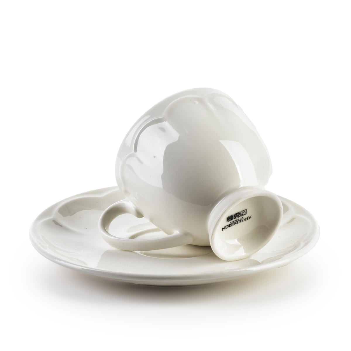 TASSE mit Untertasse Hella Weiß 9/7/6.5 cm Keramik - Weiß, Keramik (0.05L) - Mondex