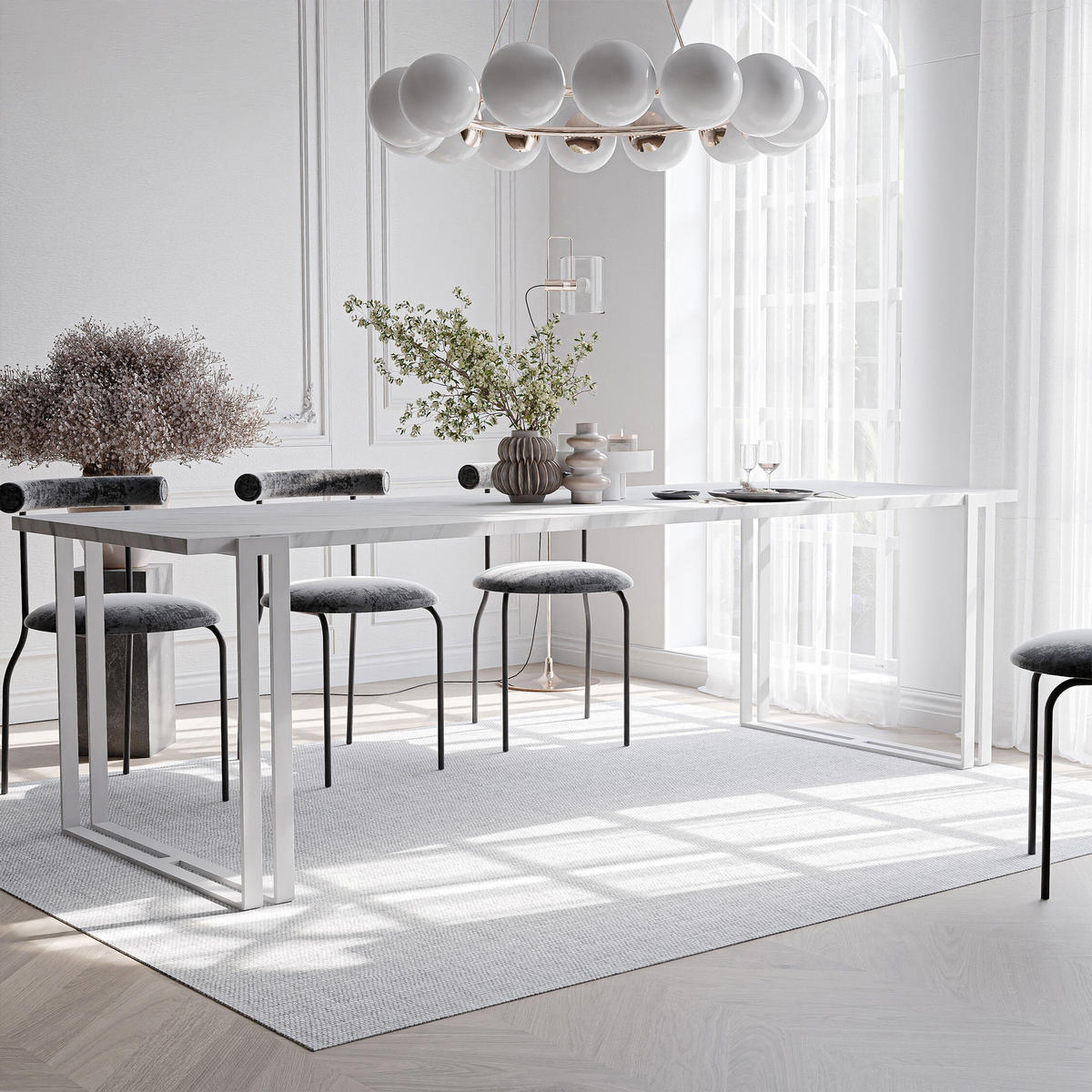 TISCH ausziehbar aus MDF, Weiß - Weiß, Holzwerkstoff (120/80/76cm) - Idohome