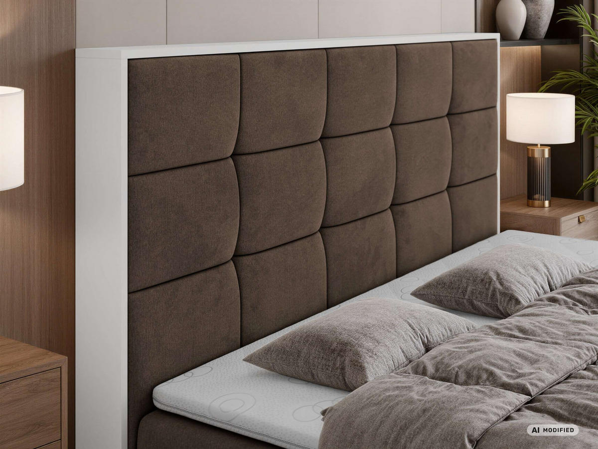 BOXBETT ALVIT 200/200 - Braun Velvet - Topper Visco - H3 - Schwarz/Braun, Kunststoff/Textil (200/200cm) - MKS