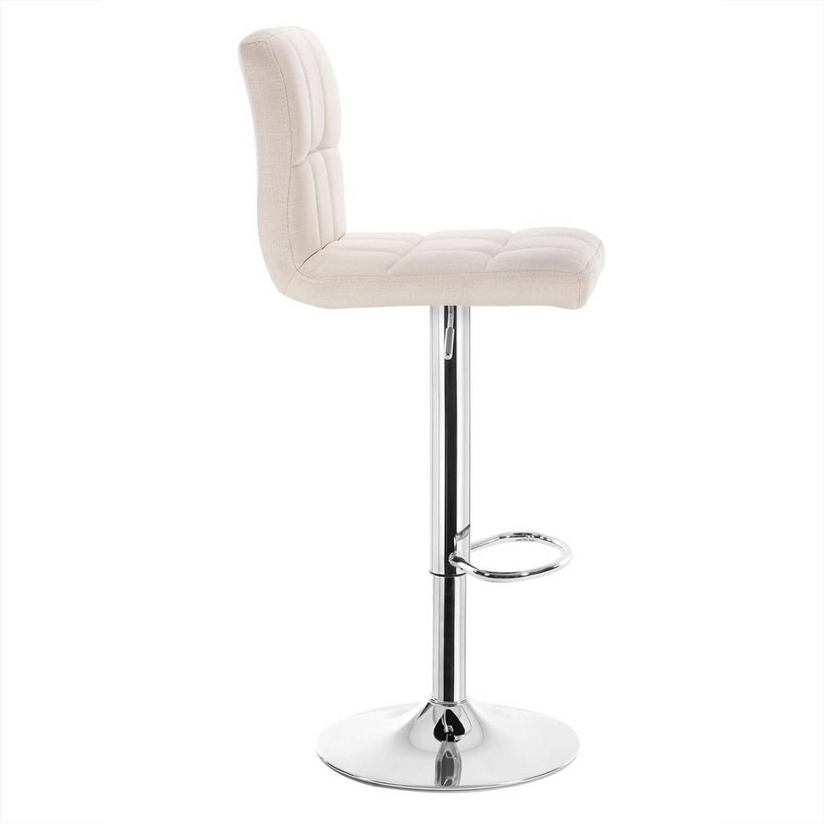 BARHOCKER drehbar, Leinen, Cremeweiß - Silberfarben/Creme, Textil/Metall (44/92/38.5cm) - Woltu