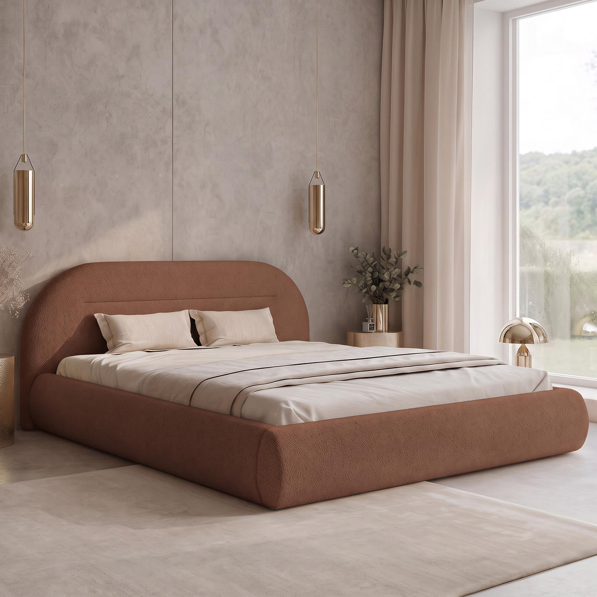 POLSTERBETT AMORIS 120x200 cm, Rotbraun - Rotbraun, Textil (200/120cm) - Fedve