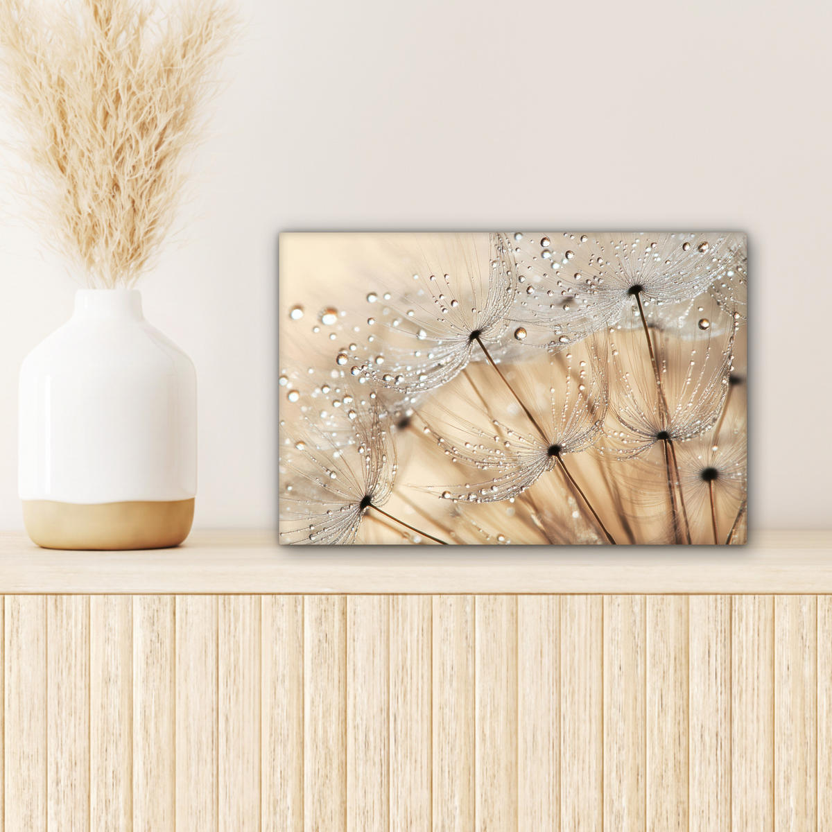 LEINWANDBILD Löwenzahn - Abstrakt - Natur - Beige Deko Schlafzimmer 30x20 cm - Braun, Textil (30/20cm) - MuchoWow