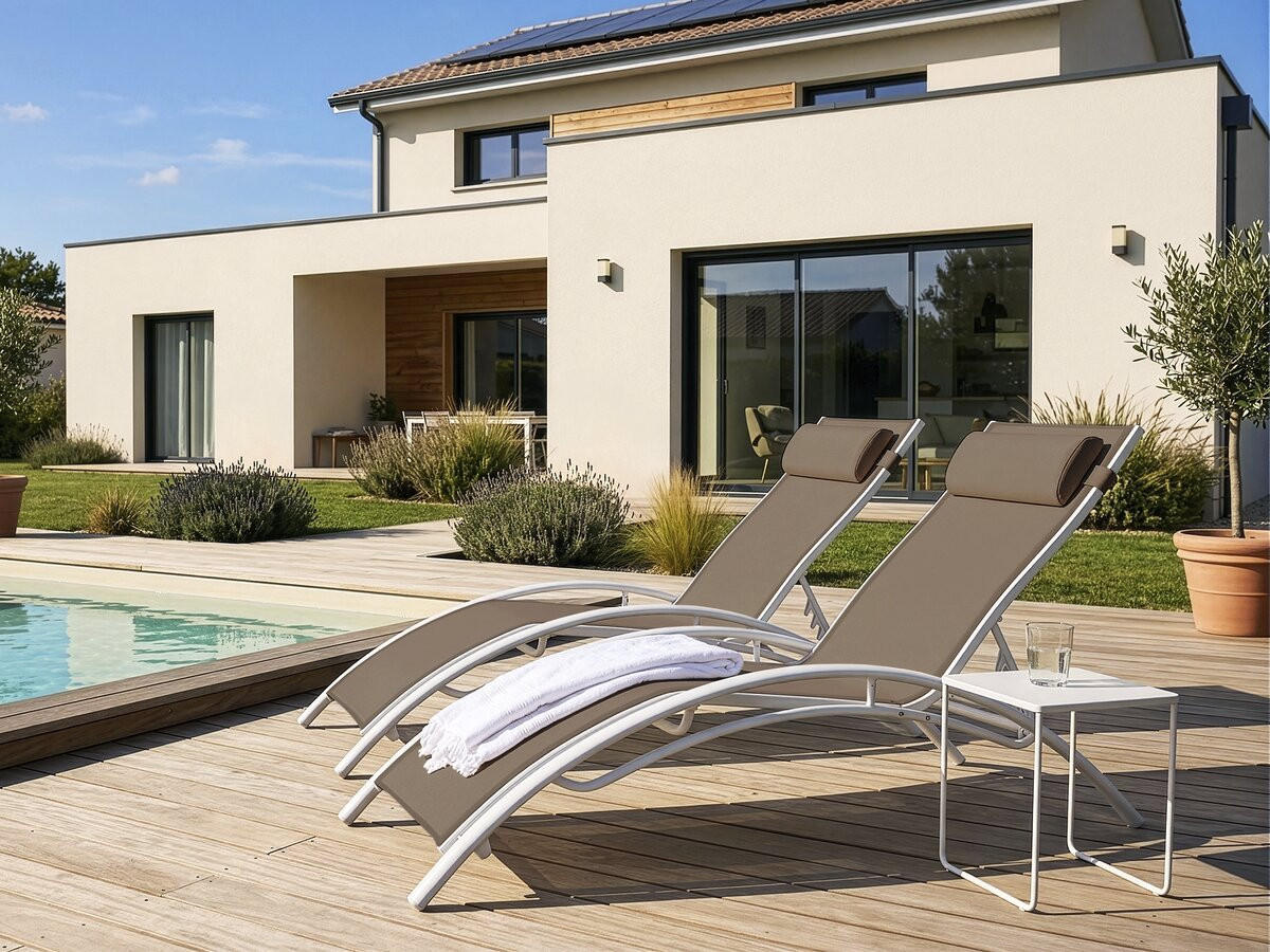 SONNENLIEGE Beauty 2er-Set Taupe - Taupe, Textil/Metall (181/93/58cm) - Habitat Garten