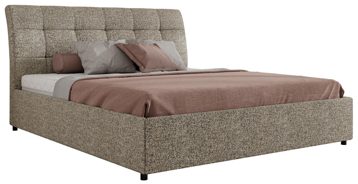 POLSTERBETT GALA CLASSIC 180/200 - Grau Strukture - Multipocket-Matratze - Grau, Textil (180/200cm) - MKS