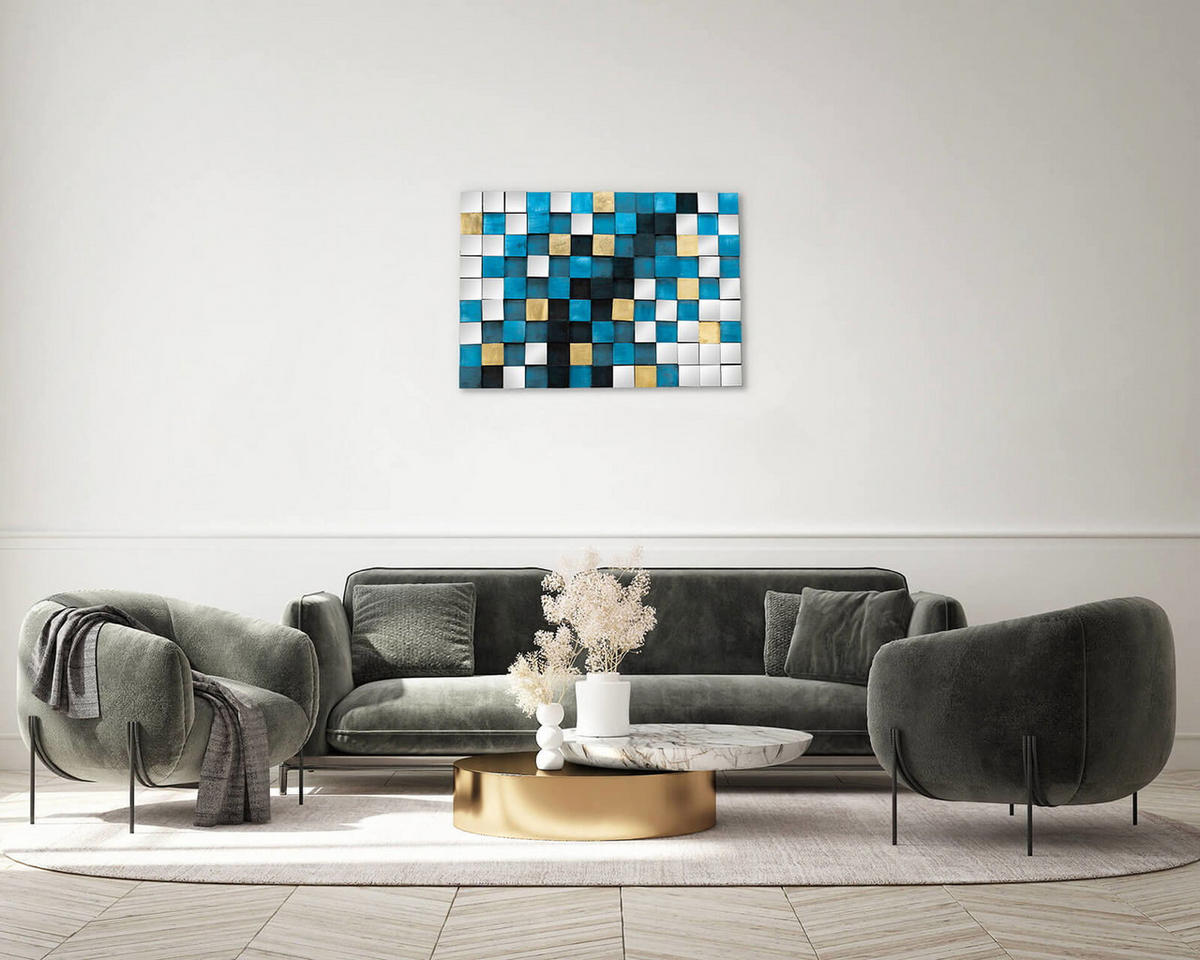 HOLZBILD 100/70 cm - Blau, Holz/Kunststoff (100/70cm) - KUNSTLOFT