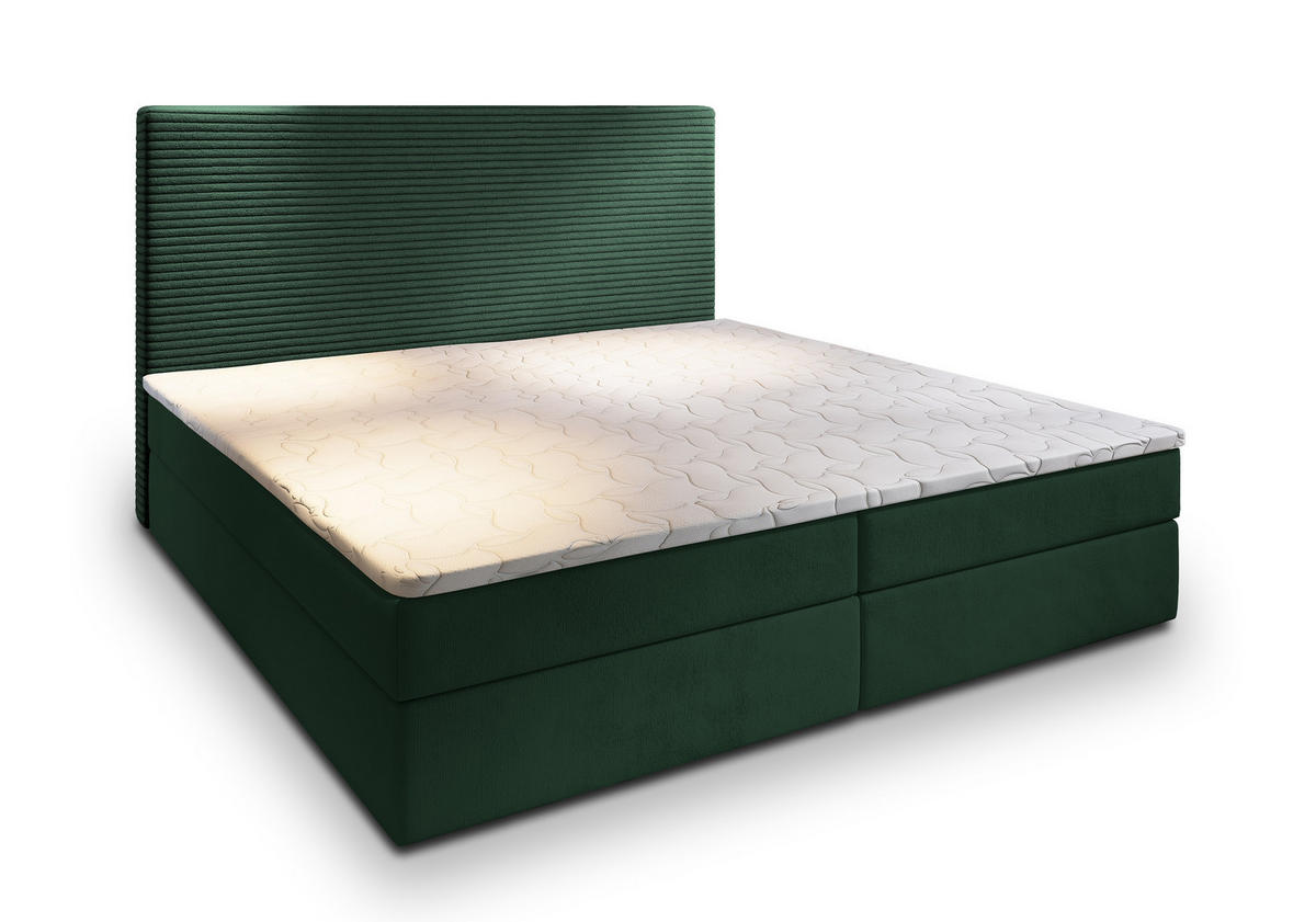 BOXBETT GIARRO 160x200 cm mit Matratze und Topper - Grün - Grün, Holz (160/200cm) - MASSENO
