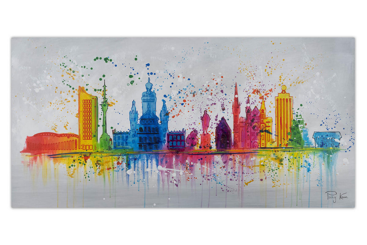 OLEJOMAĽBA 120/60 cm, Mesto a architektúra - sivá, drevo/textil (120/60cm) - KUNSTLOFT
