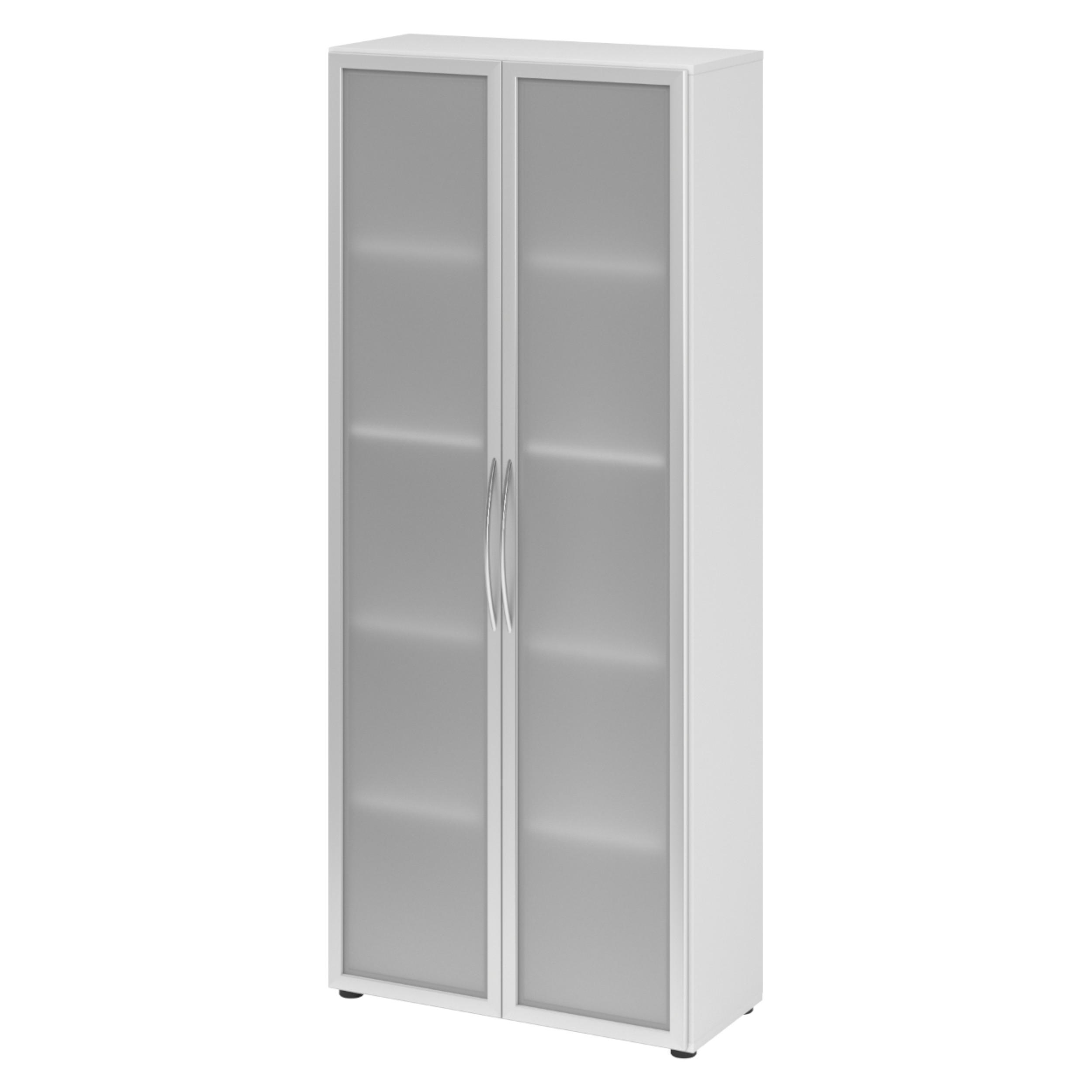 AKTENSCHRANK - 5 Ordnerhöhen 35/80/188 cm in Weiß//Milchglaß - Weiß, Holzwerkstoff (80/188/35cm) - bümö