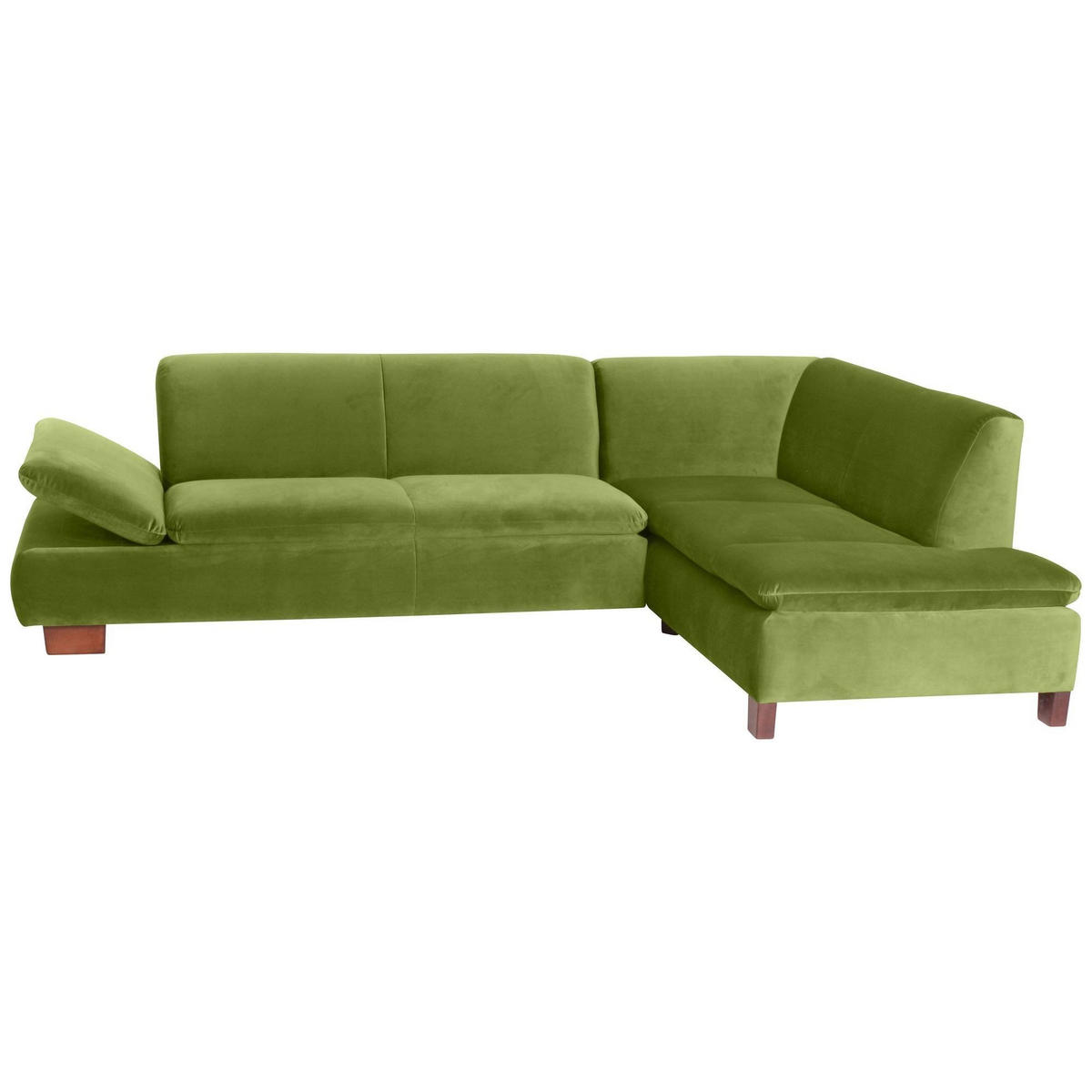 ECKSOFA mit Ottomane rechts Kaye Bezug Samtvelours Buche nussbaum dunkel / oliv - Grün, Kunststoff (270/190cm) - 58aufmkessel