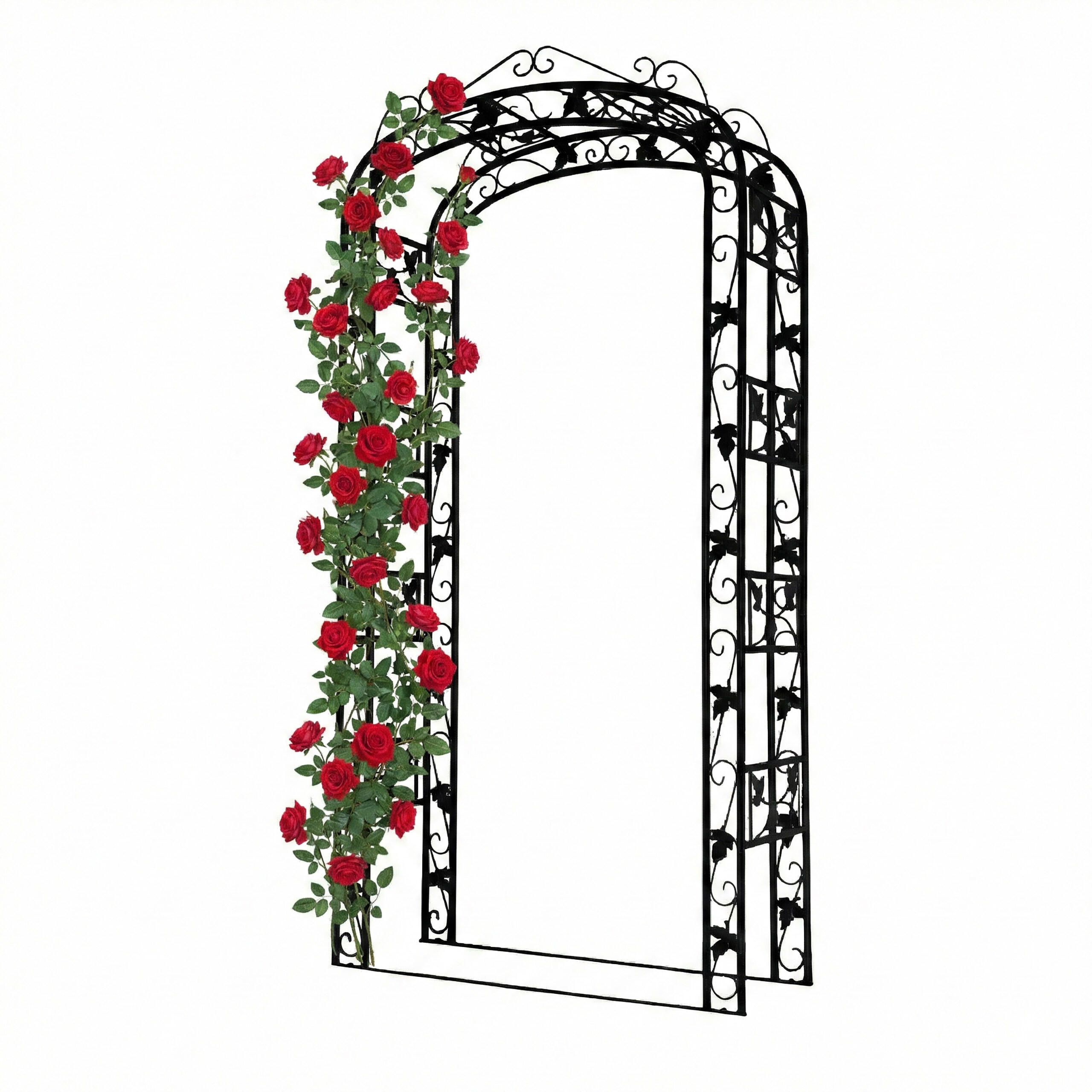 ROSENBOGEN Schwarz Weinrebenmuster - Schwarz, Metall (120/240/45cm) - Relaxdays