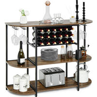 WEINREGAL 3 Ebenen Flaschenregal Vintage Eiche Dekor - Alteiche, Holz (120/91/40cm) - COSTWAY