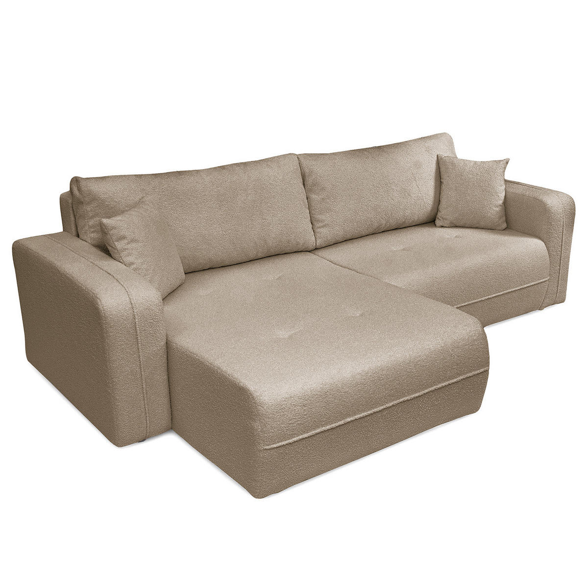 ECKSOFA mit Schlaffunktion - 244 cm - Graubraun/Schwarz, Kunststoff/Textil (244/145cm) - home24