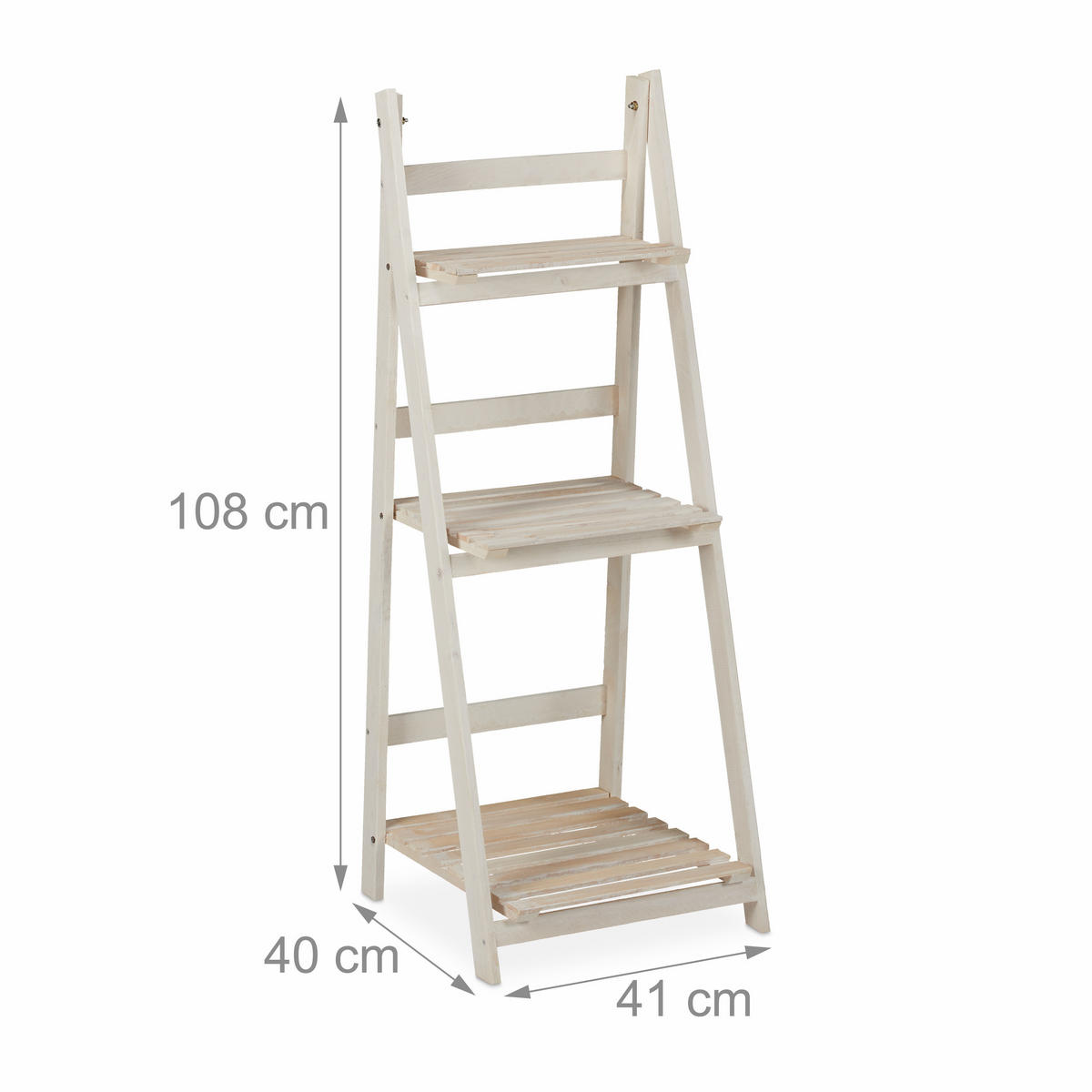 BLUMENTREPPE - Weiß, Holz (41/108/40cm) - Relaxdays