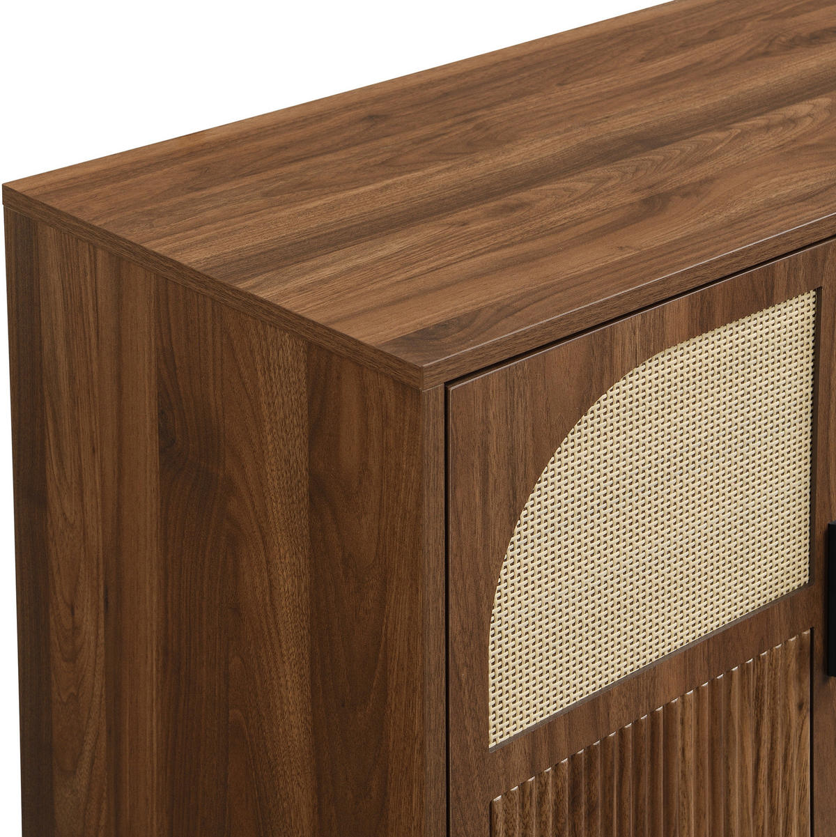 KOMMODE aus MDF 140x40x80cm in Natur mit Rattan-Optik - Naturfarben, Holzwerkstoff (140/80/40cm) - Modfu