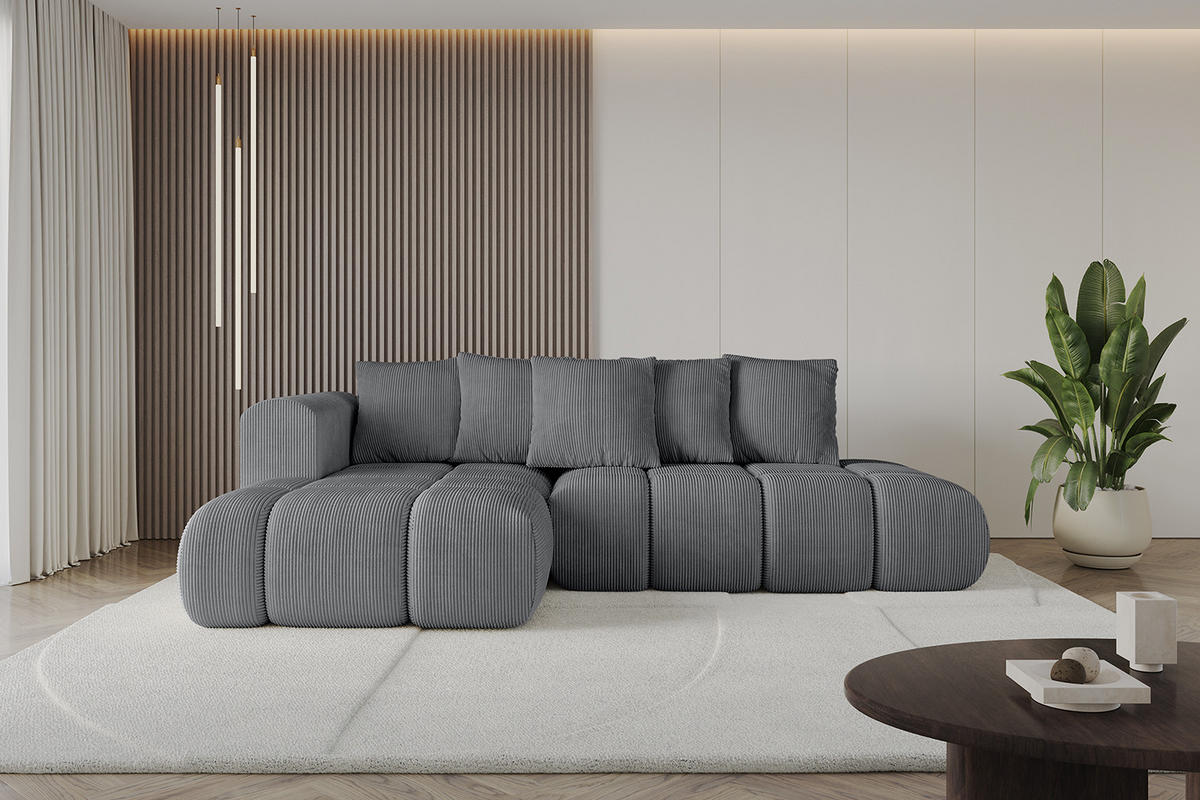 ECKSOFA Ottomane Links CLOUD-L-v1 289x180x40 Dunkelgrau Cord - Dunkelgrau, Holzwerkstoff/Kunststoff (180/289cm) - ALTDECOR