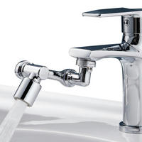 WASSERHAHN Verlängerung 1080 Grad drehbar mit 2 Wasserauslassmodi - Silberfarben, Metall (4/6/10cm)