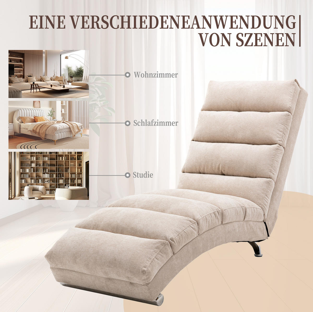MASSAGELIEGE in Beige 55x148x84 cm mit Vibrationsfunktion und Seitentasche - Beige, Textil (148/84/55cm) - IVMEU