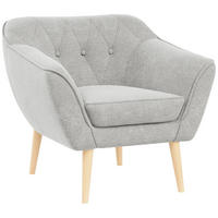 SESSEL Pirs 1 Sitzer Strukture Hellgrau - Hellgrau/Braun, Holz/Textil (80/75/74cm) - MKS