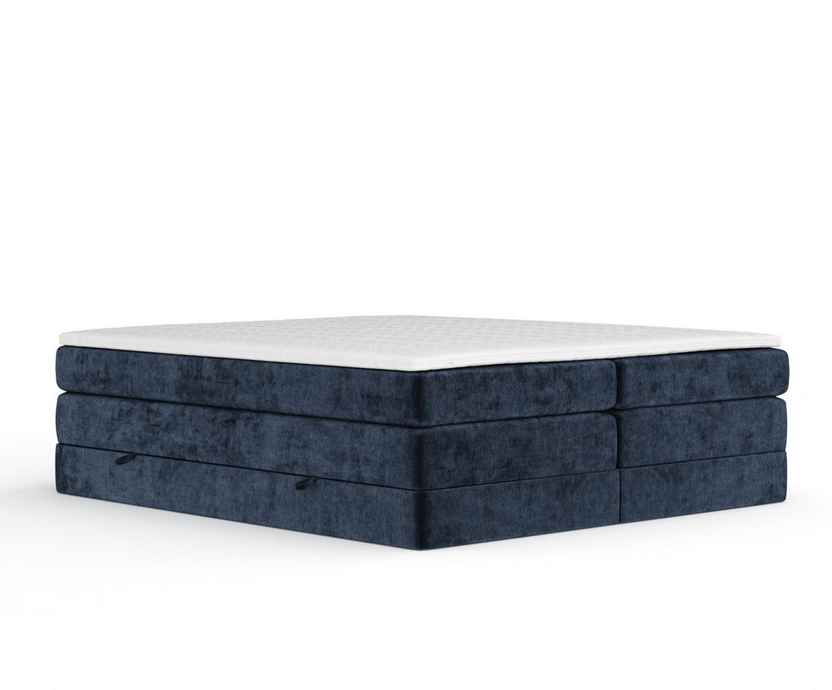 BOXSPRINGBETT Juniper Marineblau 140/200 cm - Schwarz/Dunkelblau, Holz/Holzwerkstoff (140/200cm) - Maison de Reve