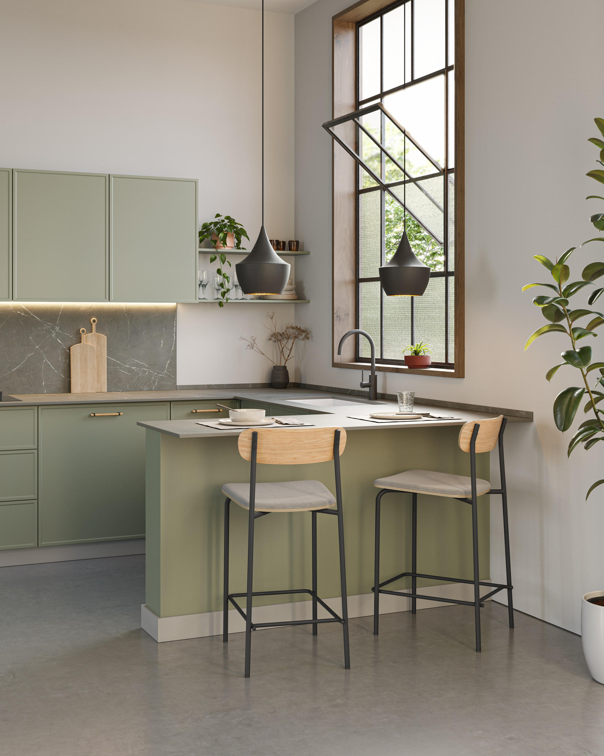 BARHOCKER (Set aus 2) aus Stoff mit schwarzen Metallbeinen - adriana 42/48/66 cm - Schwarz, Textil (48/66/42cm) - Calicosy