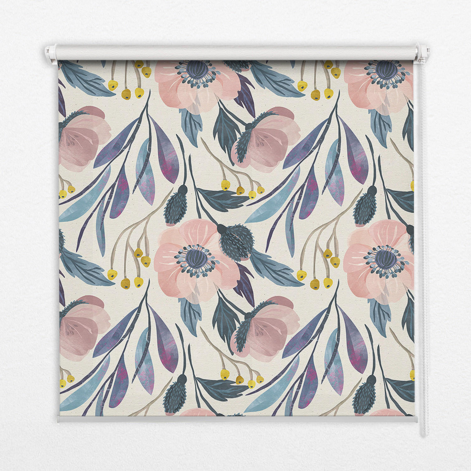 INNENROLLO - Fensterrollo - Rollo - 100x140 cm - Mohnblumen - Weiß, Kunststoff (100/140/0.5cm) - TULUP