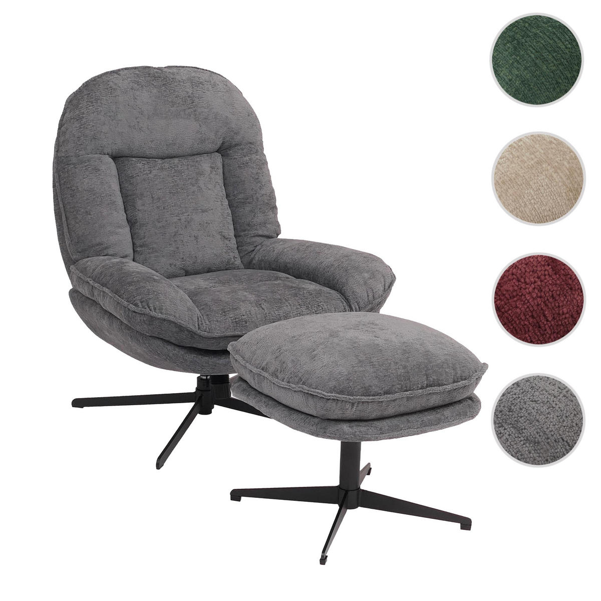 RELAXSESSEL MIT HOCKER Grau - Grau, Textil (80/96/90cm) - MCW