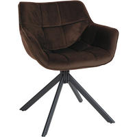 STUHL Samt braun - Schwarz/Braun, Textil/Metall (65/78/59cm) - CLP