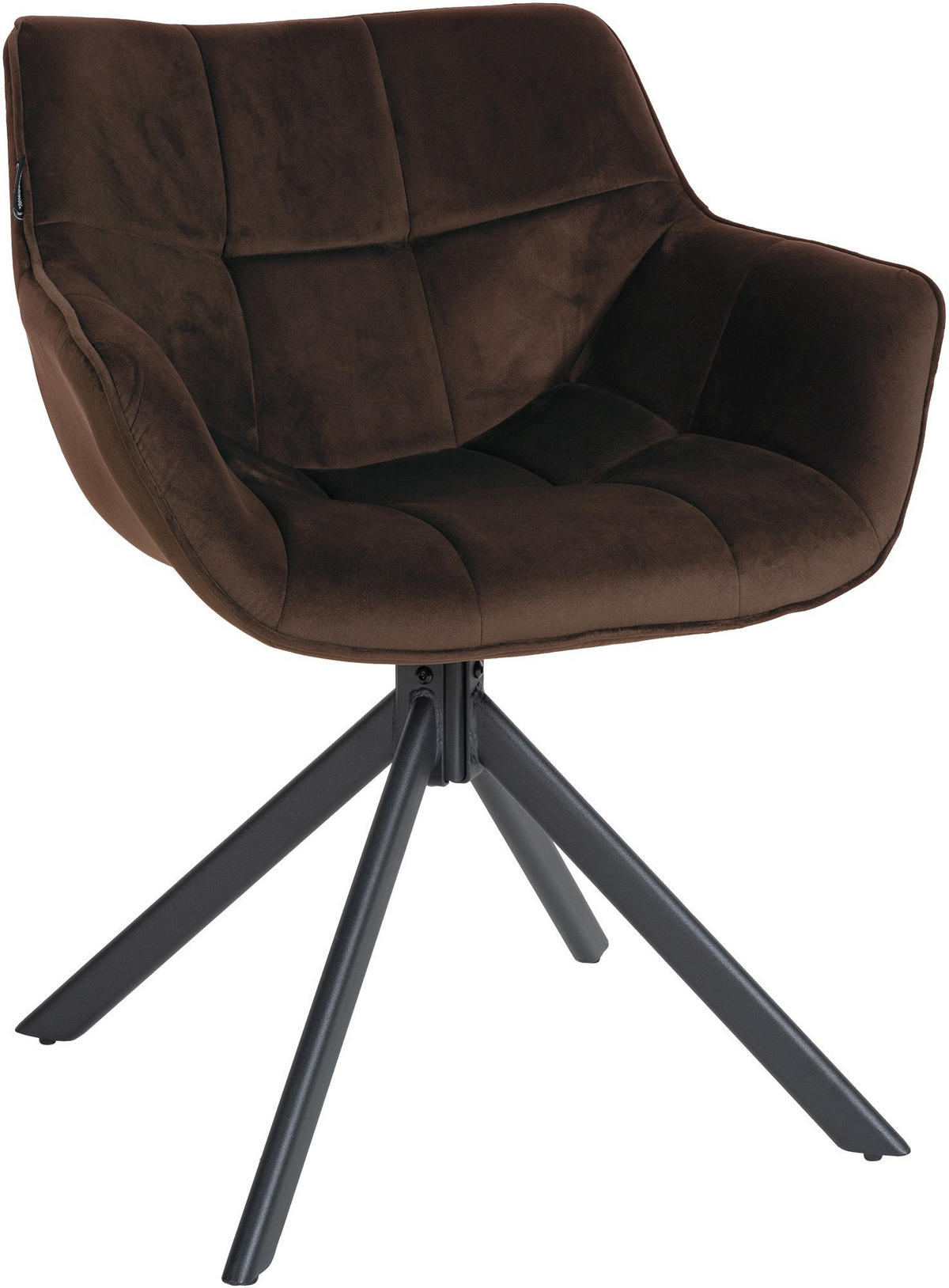 STUHL Samt braun - Schwarz/Braun, Textil/Metall (65/78/59cm) - CLP