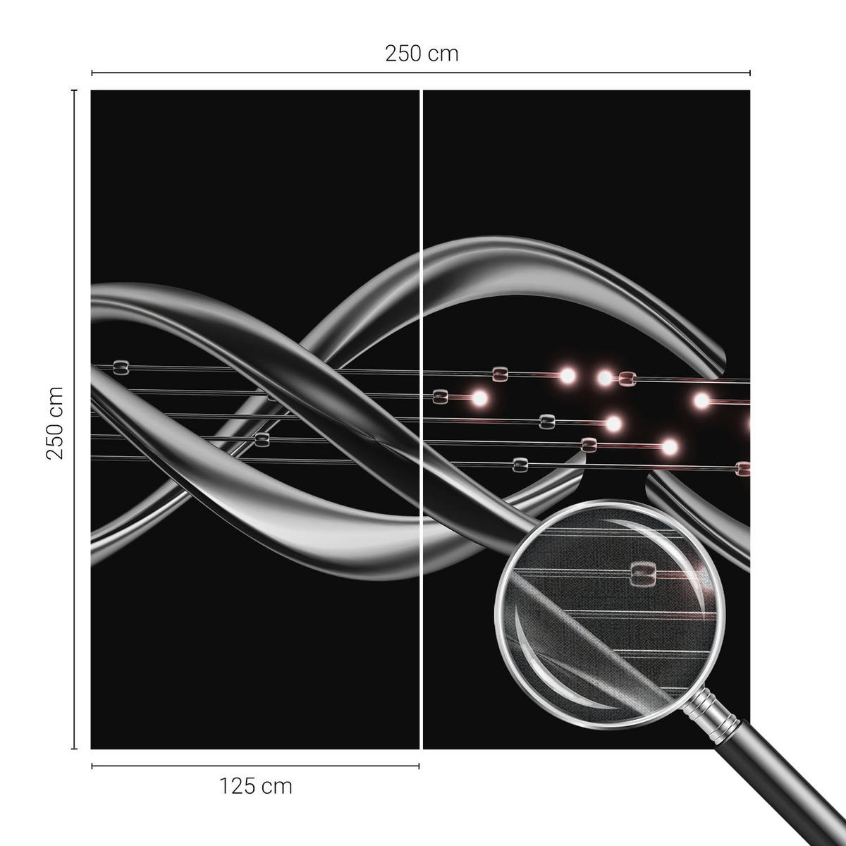 FOTOTAPETE 250x250 cm - Geflochtenes Muster - Schwarz, Textil (250/250cm) - Wallfluent