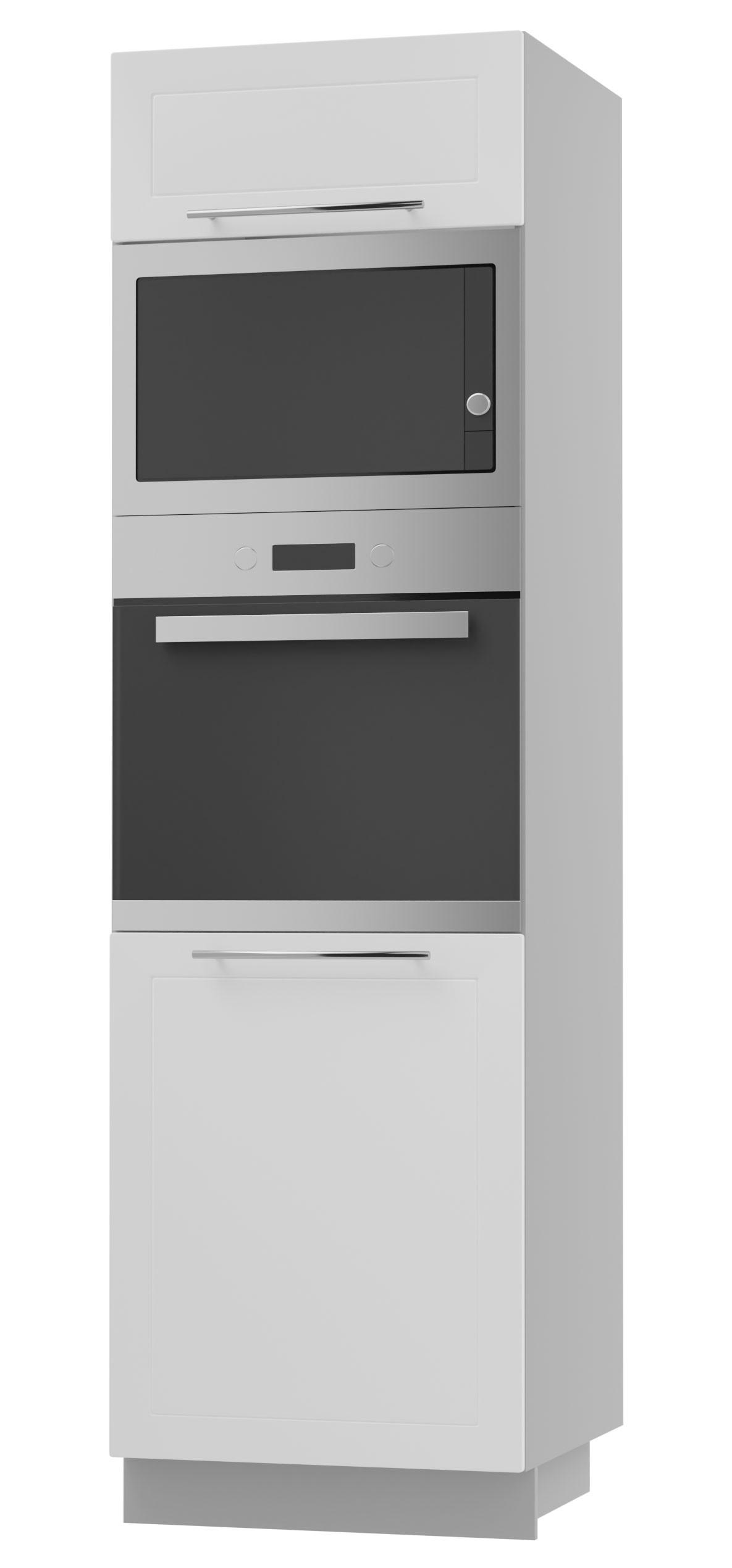 Feldmann-Wohnen Backofen-Hochschrank Weiß, Grau 60x207x59 cm