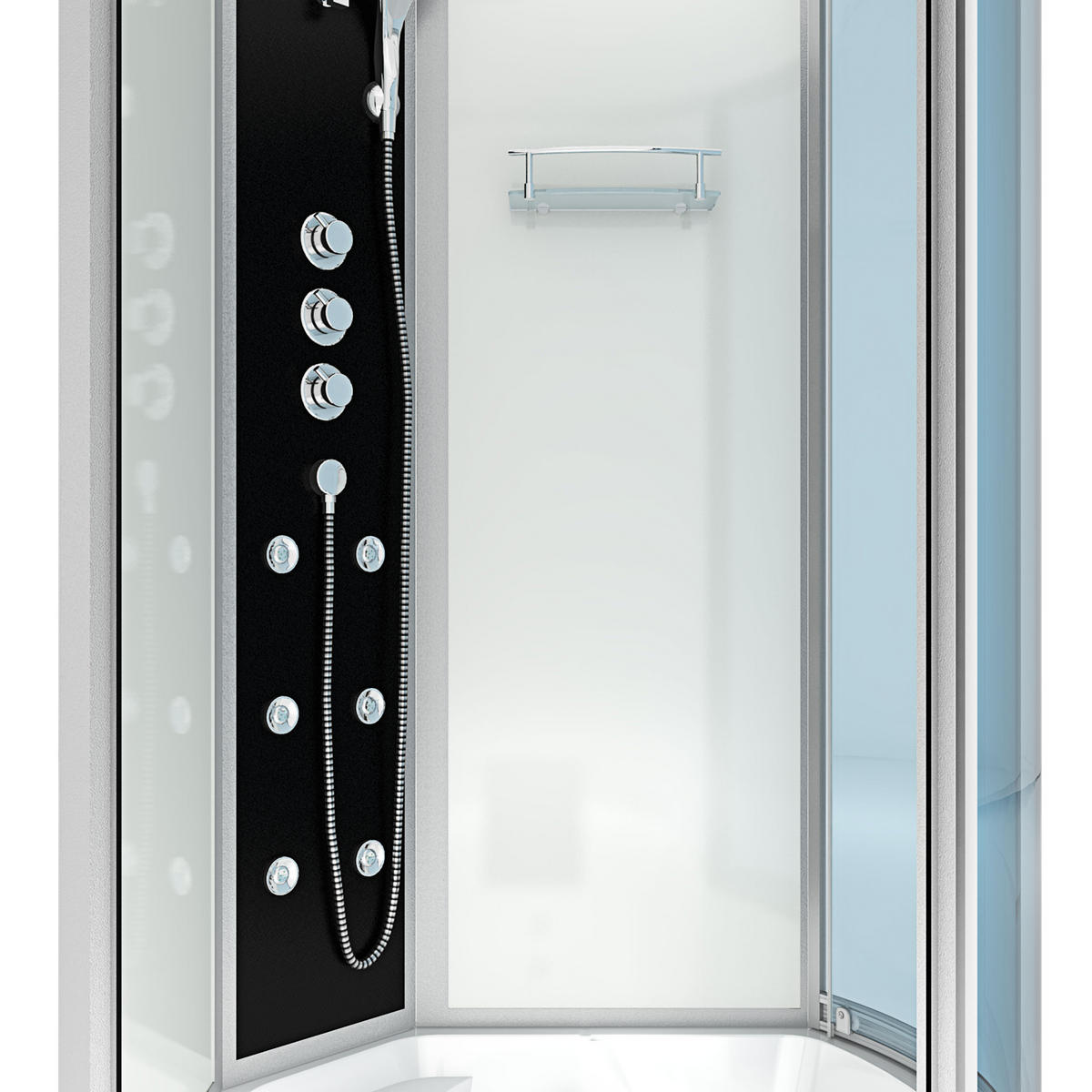 WHIRLPOOL Wanne Duschkabine ws K50-L02-WP-EC 170x1 - Weiß, Glas/Kunststoff (98/225/170cm) - AcquaVapore by Sandra Jentho