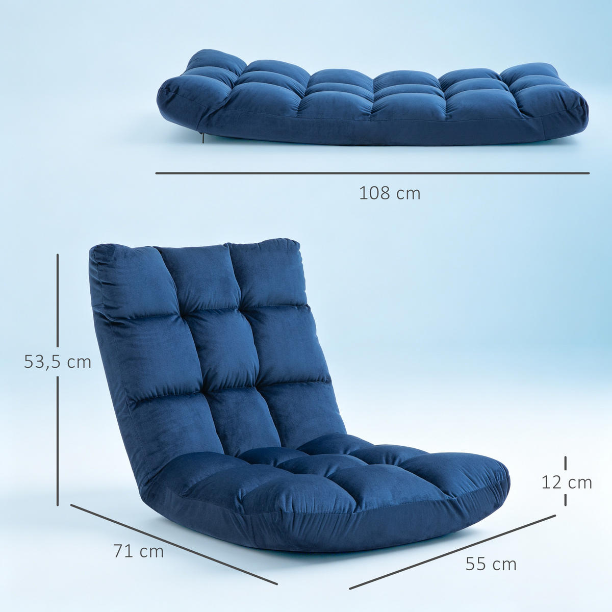 SOFA Blau 55.0/71.0/53.5cm - Blau, Metall (71/53.5/55cm)
