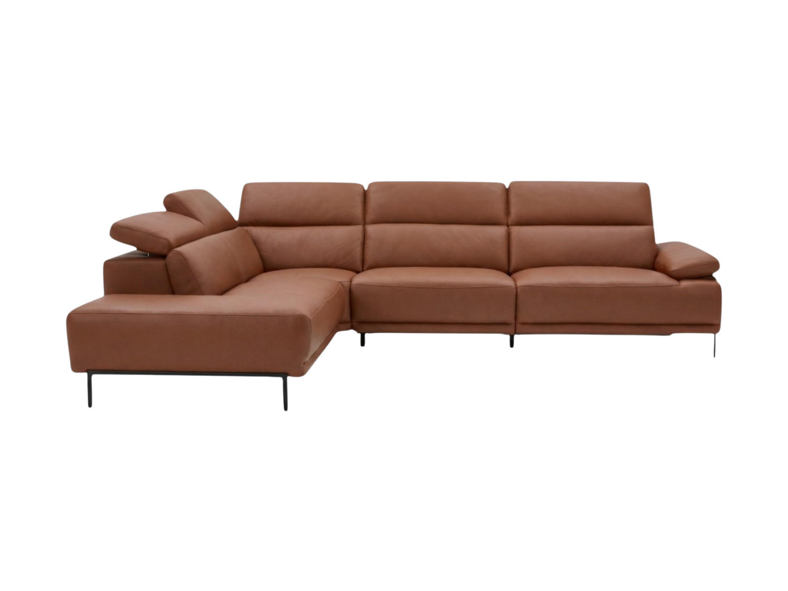 ECKSOFA Fiesta Echtleder Cognacbraun - Cognac, Leder/Metall (220/282cm)