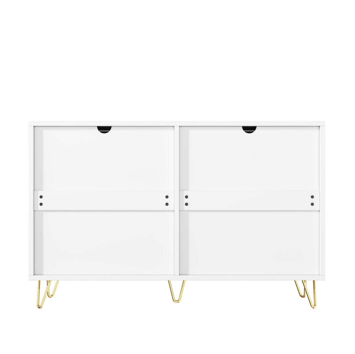 SIDEBOARD 120/40/77 cm mit 6 Schubladen und Wellenfront, aus Spanplatte, Weiß/Gold - Weiß, Holzwerkstoff (120/77/40cm) - Redom