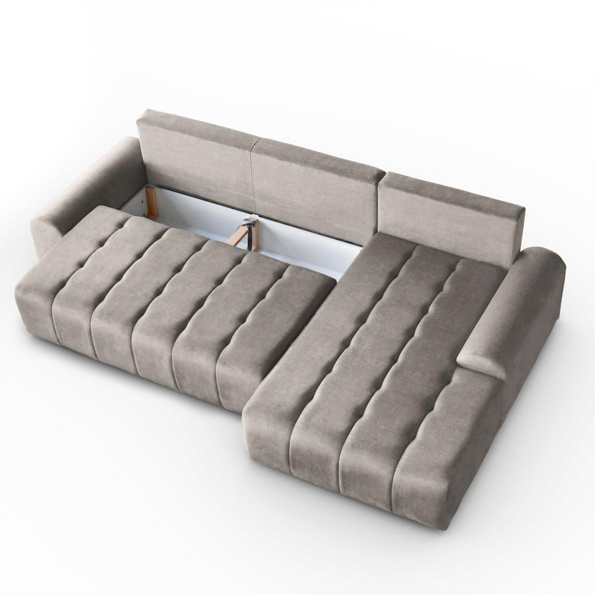 ECKSCHLAFSOFA Costa L Taupe rechts - Taupe/Schwarz, Kunststoff/Textil (290/169cm) - Beautysofa