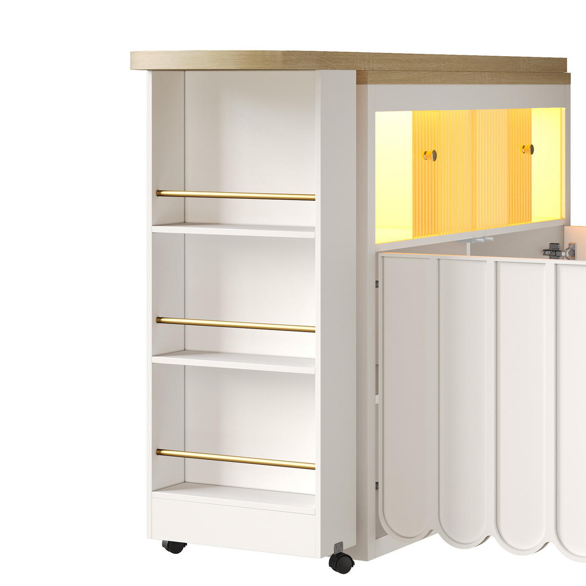 BARTISCH DE-38350 135/205 cm ausziehbar mit LED-Beleuchtung Weiß - Weiß, Holzwerkstoff (39/135/100cm) - ComfortXL