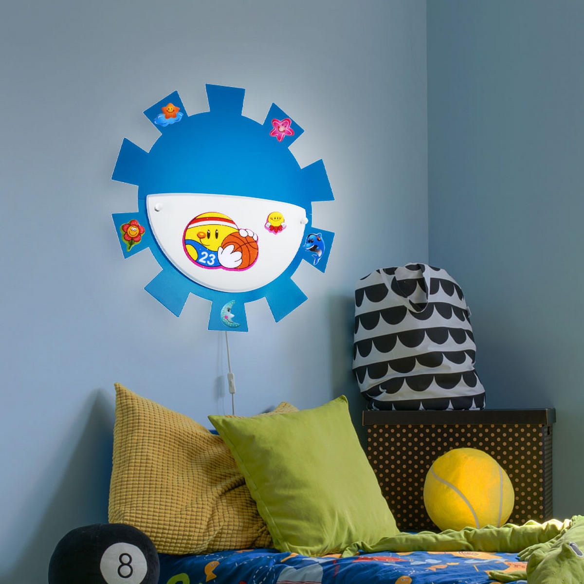 LED WANDLEUCHTE Stahl Blau - Blau, Glas (35/8/35cm)