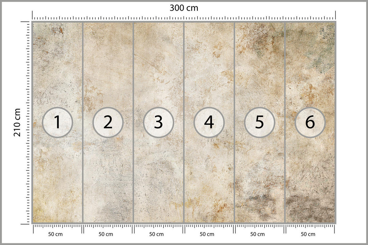 FOTOTAPETE für Wohnzimmer Minimal Beige Betonwand 300x210 - Gelb/Beige, Papier (300/210cm) - Muralo
