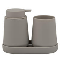 BAD-ACCESSOIRES-SET TESERO 3tlg., Soft-Touch, braun - Braun, Kunststoff (8.5/12/9cm) - eluno