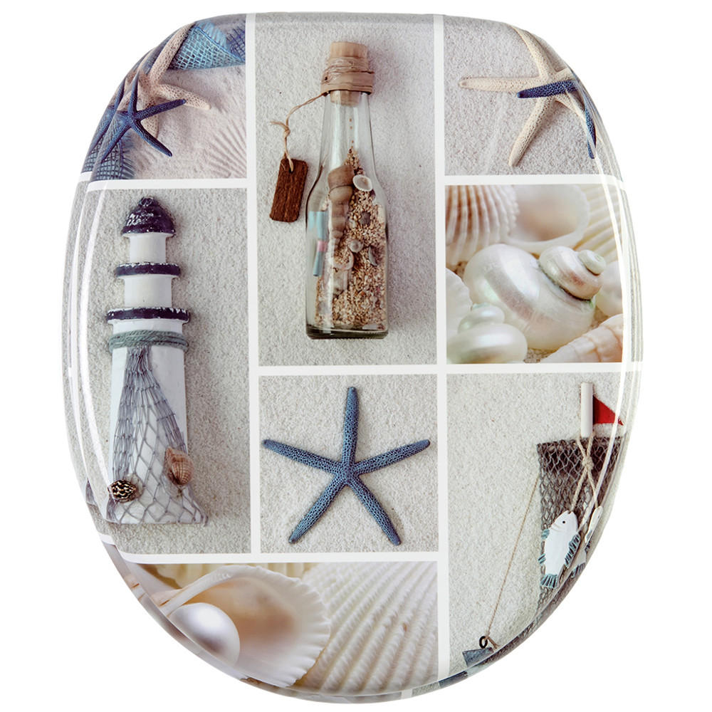 WC-SITZ mit Absenkautomatik Meeresbrise - Blau, Holzwerkstoff (38/6/47cm) - Sanilo