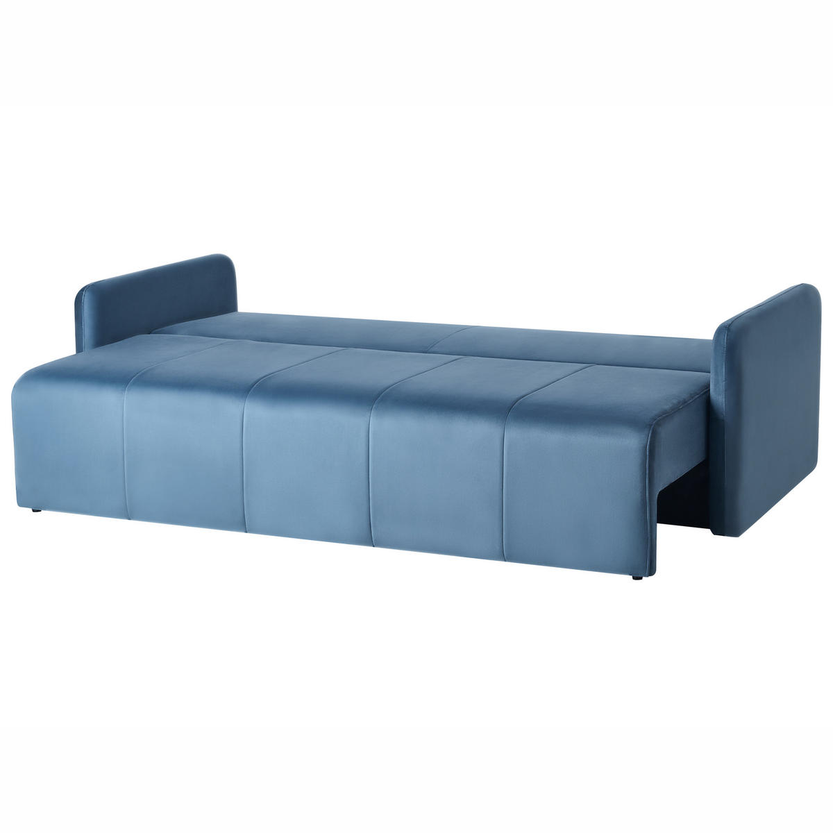 ROZKLÁDACÍ POHOVKA 3-místná Sametová látka Modrá Egge - modrá, textil (220/88/93cm) - Beliani