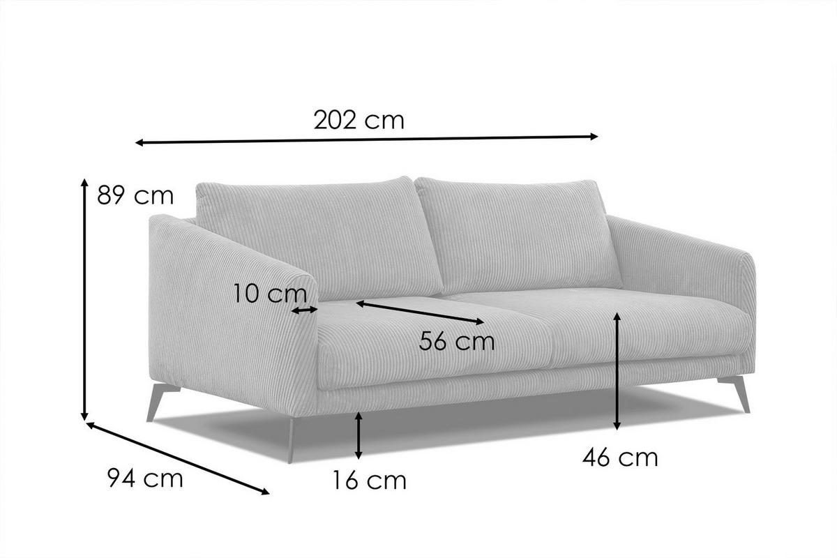 SOFA VILT 3-Sitzer, honig - Schwarz/Honig, Holzwerkstoff/Kunststoff (202/89/94cm) - Courtois Laville