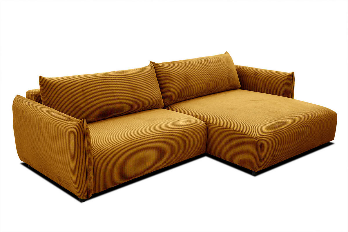 ECKSOFA TAUER 5-Sitzer, honig - Schwarz/Honig, Holzwerkstoff/Kunststoff (292/174cm) - Courtois Laville