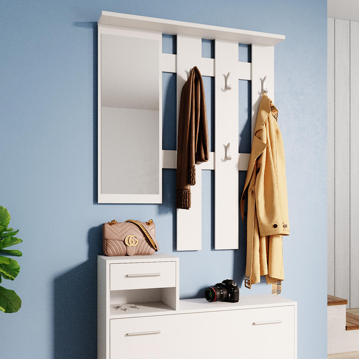 GARDEROBE Billy Weiß 25 x 191 cm - Weiß, Holzwerkstoff (25/191/100cm) - Vicco