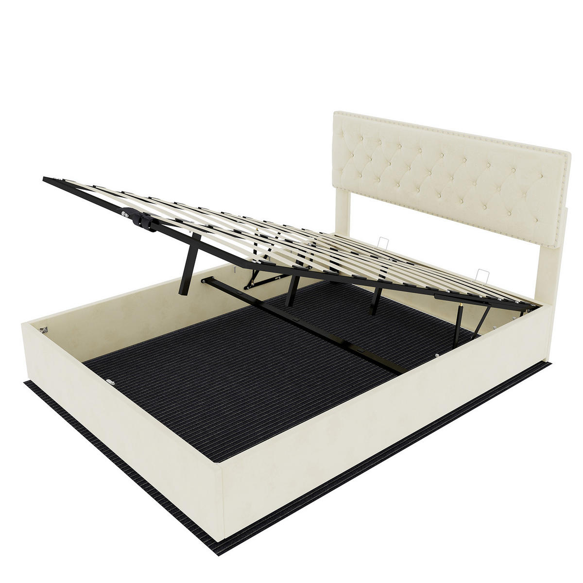 STAURAUMBETT 160/200 cm DE-32967 mit Hydraulik-Stauraum und Matratze Beige - Beige, Metall (160/200cm) - ComfortXL
