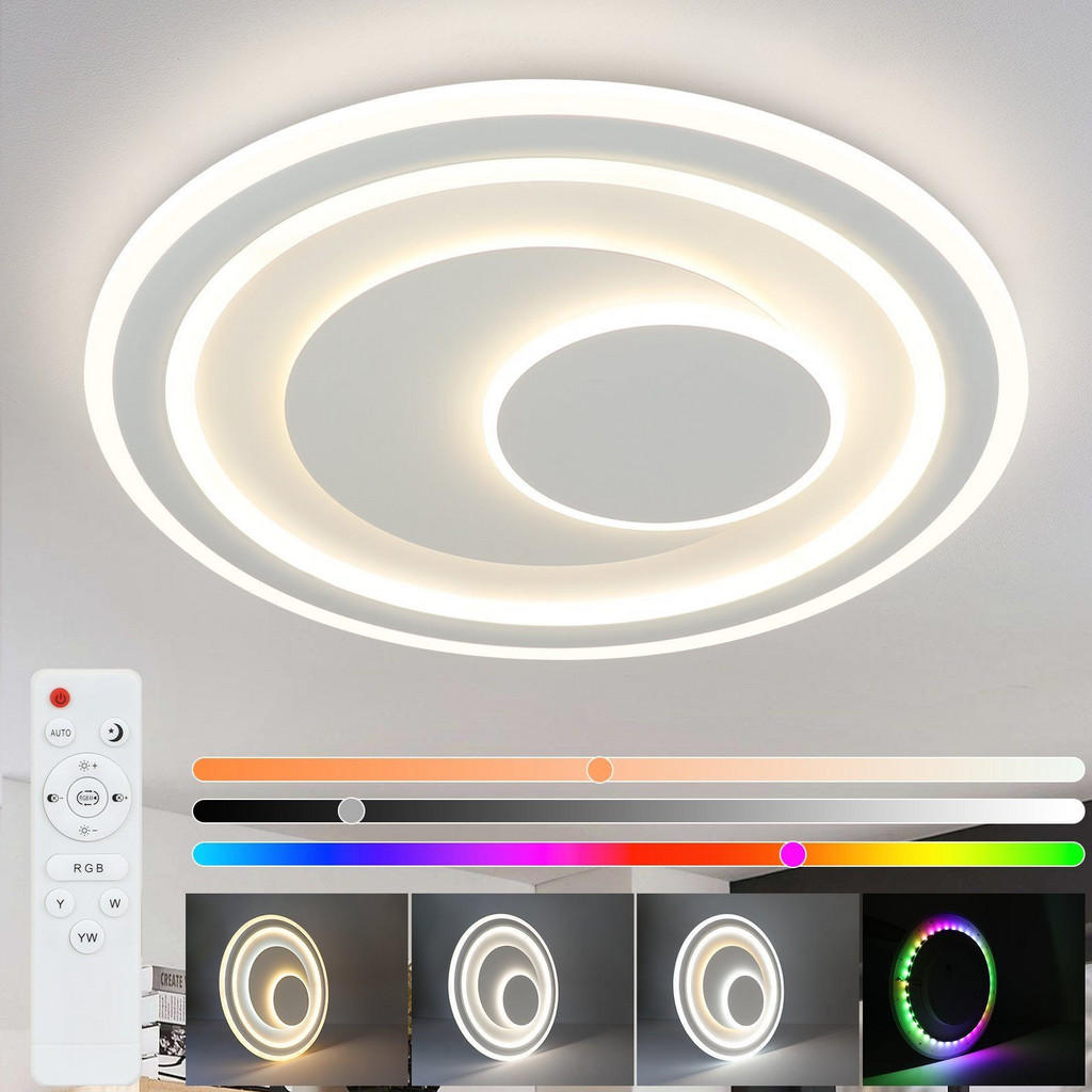 Thumbnail - Nettlife Led-Deckenleuchte, Weiß, Metall, 51x5x51 cm, Lampen & Leuchten, LED Beleuchtung, LED-Deckenleuchten