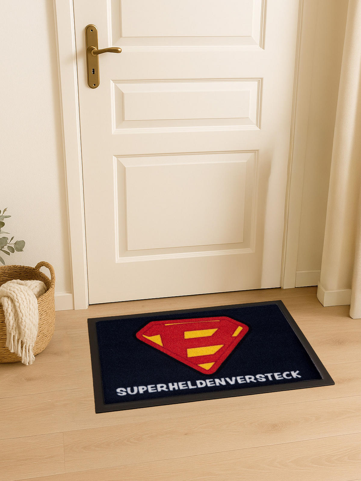 FUSSMATTE Bastian Bielendorfer Superheldenversteck Blau 38 x 58 cm - Blau, Kunststoff (39/58cm) - United Labels