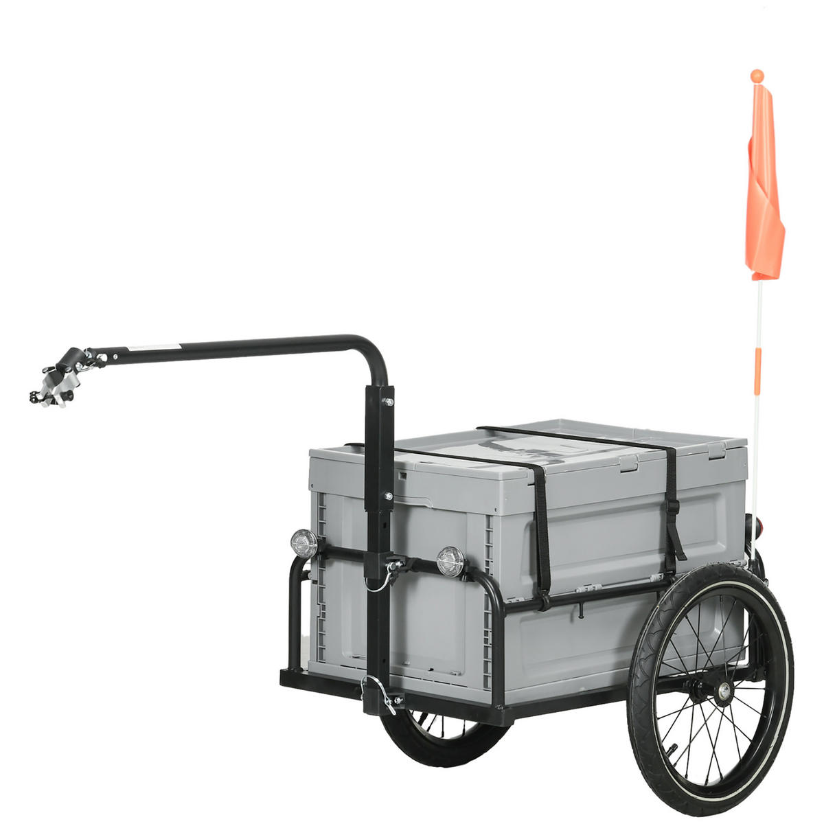 FAHRRADANHÄNGER DE-18150 65 L, abnehmbarer & klappbarer Koffer Grau - Grau, Metall (61/81/145cm) - ComfortXL